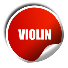 violin, 3D rendering, a red shiny sticker