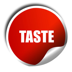 taste, 3D rendering, a red shiny sticker