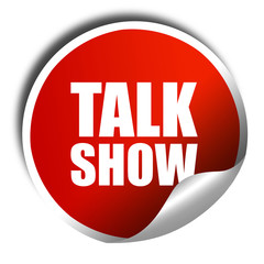 Talk show, 3D rendering, a red shiny sticker