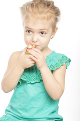  little girl with blowouts toy