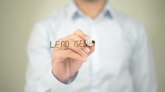 Lead Generation , Man writing on transparent screen