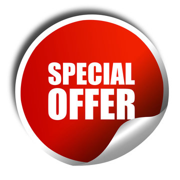 special offer, 3D rendering, a red shiny sticker