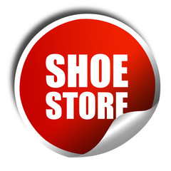 shoe store, 3D rendering, a red shiny sticker