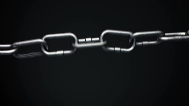 4k Metal Chain links going limp then tightened until the weakest link explodes