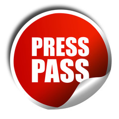 press pass, 3D rendering, a red shiny sticker