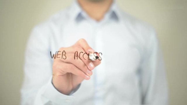 Web Accessibility, Man Writing on Transparent Screen