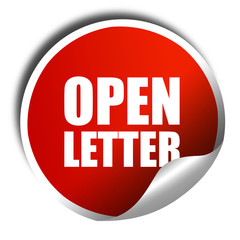 open letter, 3D rendering, a red shiny sticker
