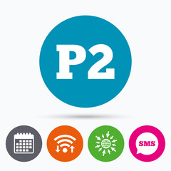 Parking second floor icon. Car parking P2 symbol