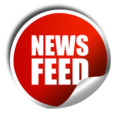 news feed, 3D rendering, a red shiny sticker