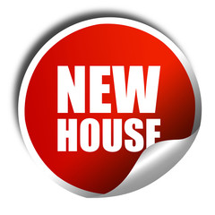 new house, 3D rendering, a red shiny sticker