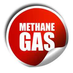 methane gas, 3D rendering, a red shiny sticker