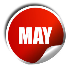 may, 3D rendering, a red shiny sticker