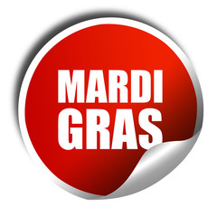 Mardi Gras, 3D rendering, a red shiny sticker
