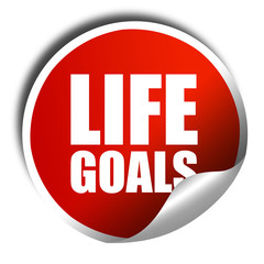 life goals, 3D rendering, a red shiny sticker