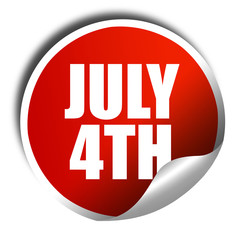 july 4th, 3D rendering, a red shiny sticker