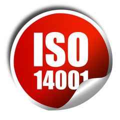 iso 14001, 3D rendering, a red shiny sticker