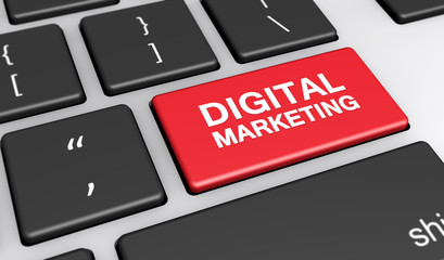 Fototapeta premium Digital Marketing Computer Keyboard Concept