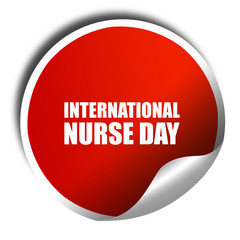international nurse day, 3D rendering, a red shiny sticker