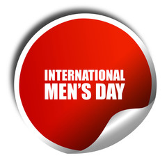international men's day, 3D rendering, a red shiny sticker