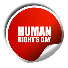 human right's day, 3D rendering, a red shiny sticker