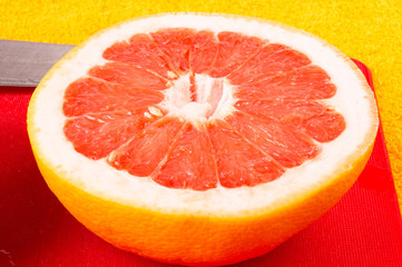 two halves of the grapefruit