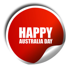 happy australia day, 3D rendering, a red shiny sticker
