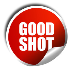 good shot, 3D rendering, a red shiny sticker
