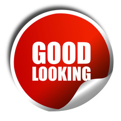 good looking, 3D rendering, a red shiny sticker