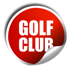 golf club, 3D rendering, a red shiny sticker
