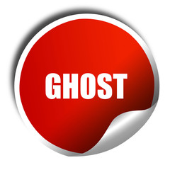 ghost, 3D rendering, a red shiny sticker