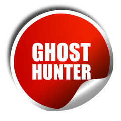 ghost hunter, 3D rendering, a red shiny sticker