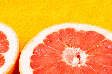 two halves of the grapefruit