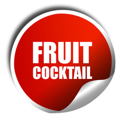 fruit cocktail, 3D rendering, a red shiny sticker