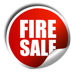 fire sale, 3D rendering, a red shiny sticker