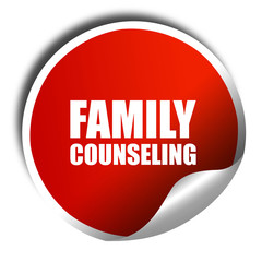 family counseling, 3D rendering, a red shiny sticker