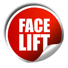 facelift, 3D rendering, a red shiny sticker