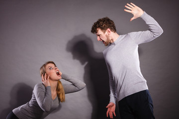 People in fight. Young couple arguing.