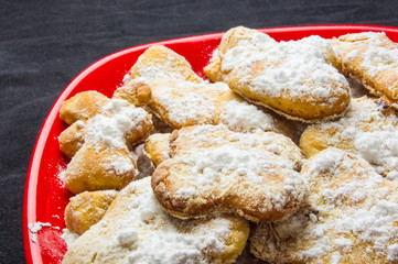 homemade cookies in powdered sugar