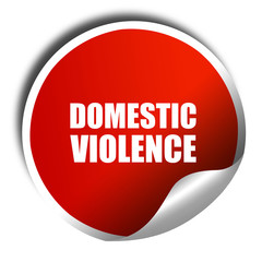 domestic violence, 3D rendering, a red shiny sticker