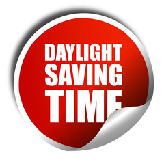 daylight saving time, 3D rendering, a red shiny sticker
