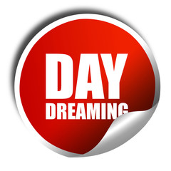 day dreaming, 3D rendering, a red shiny sticker