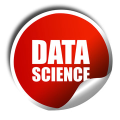 data science, 3D rendering, a red shiny sticker