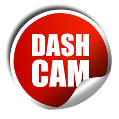 dashcam, 3D rendering, a red shiny sticker