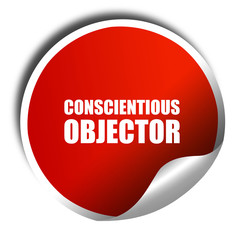 conscientious objector, 3D rendering, a red shiny sticker