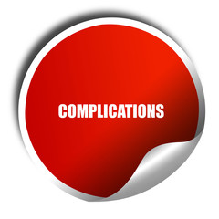 complications, 3D rendering, a red shiny sticker