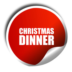 christmas dinner, 3D rendering, a red shiny sticker