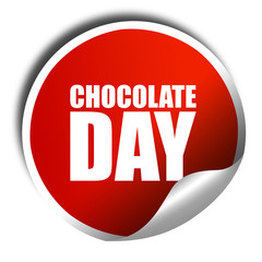chocolate day, 3D rendering, a red shiny sticker
