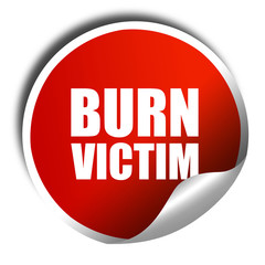 burn victim, 3D rendering, a red shiny sticker
