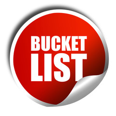 bucket list, 3D rendering, a red shiny sticker