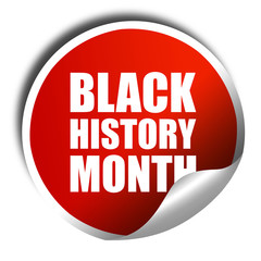 black history month, 3D rendering, a red shiny sticker